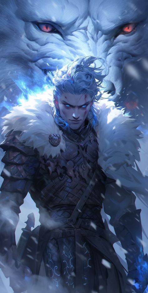 Snow Knight Fantasy Art, Viking Character Design Concept Art, Ice Druid Dnd, Fantasy Ice Warrior, Fantasy Snow Outfit Male, Winter Ranger Dnd, Ice Wizard Male, Ice Warrior Fantasy Art, Ice Man Art