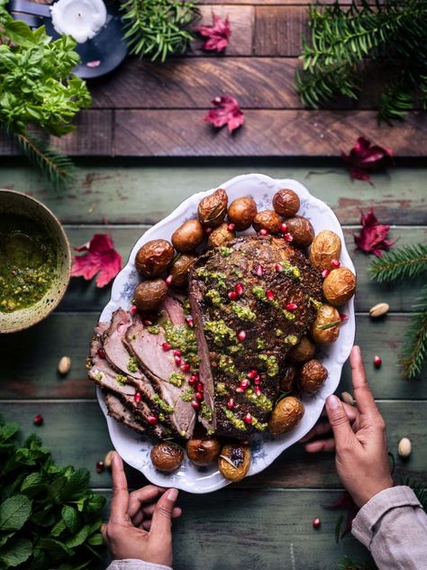 Pistachio-Mint Crusted Lamb Shoulder - American Lamb Board Passover Lamb Recipe, Pistachio Crusted Lamb, Crusted Rack Of Lamb, Passover Lamb, Roast Lamb Leg, Roast Lamb, Shoulder Roast, Lamb Leg, Random Recipes