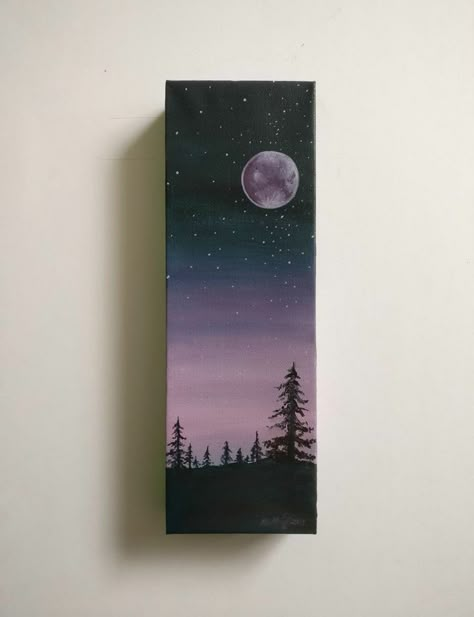 Sky Scenery, Sky Art Painting, Forest Night, Simple Canvas Paintings, Canvas Painting Tutorials, Canvas Drawings, Moon Painting, Abstract Art Painting Diy, Canvas Painting Designs