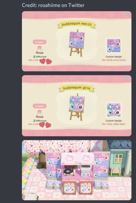 Acnh Pastel Citycore Codes, Acnh Sanrio Island, Acnh Sanrio Codes, Acnh Sanrio, Animal Crossing Town Tune, Acnh Patterns, Pink Island, Japanese Town, Animal Crossing Memes