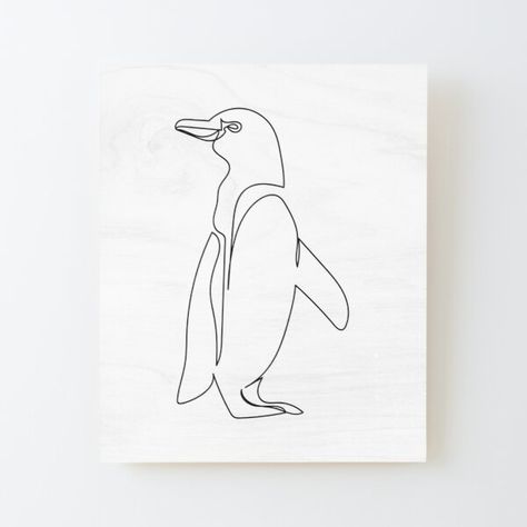 Penguin Tattoo Minimalist, Penguin Line Drawing, Penguin Line Art, Drawing Penguin, Galapagos Penguin, Tattoo 2023, Penguin Tattoo, Wildlife Wall Art, Zodiac Animals