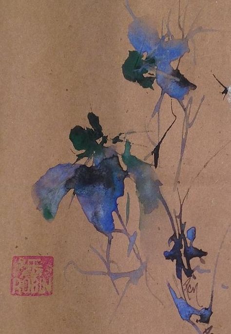 Oriental Blue Louisiana Iris Flower Study by Robin Miller-Bookhout Fleurs Art Nouveau, Louisiana Iris, Study Painting, Chinese Art Painting, Asian Painting, Iris Flower, Art Pastel, Japanese Painting, Iris Flowers