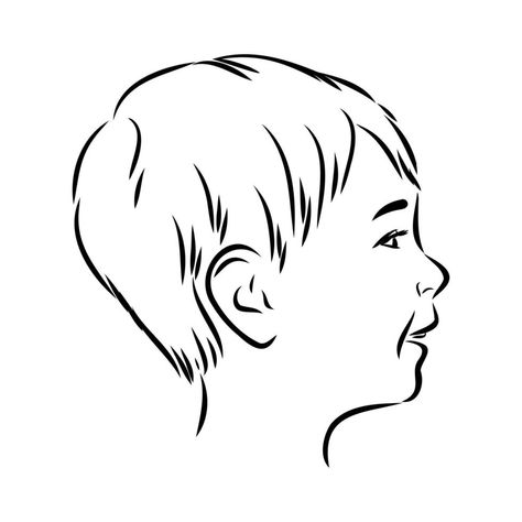 child profile vector sketch Child Side Profile Drawing, Drawing Side Profile, Side View Of Face, Side View Drawing, Purple Room, Hair Stenciling, Profile Drawing, Children Sketch, Hair Sketch