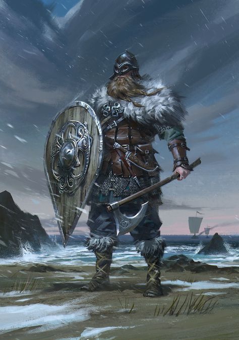 Viking, B S on ArtStation at https://www.artstation.com/artwork/odqEW Viking Berserker, Medium Armor, Arte Viking, Art Viking, Viking Character, Snow Night, Viking History, Viking Art, Viking Warrior