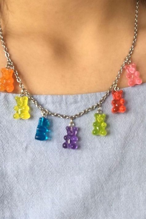 Handmade 7 Colors Cute Judy Cartoon Bear Stainless Steel Necklace, Candy Color Pendant For Women & Girl Daily Jewelry Party Gift - necklaces for girlfriends, cute necklaces for girlfriends, beautiful necklaces for girlfriends, jewelry necklaces, chain necklace, female gold chain necklace, silver chain necklace for women, unique silver chain necklace, women chain necklace, simple chain necklace Gummy Bear Necklace, Trendy Scarves, Color Cartoon, Handmade Candy, Necklaces Chain, Simple Chain, Women Chain, Necklace For Girlfriend, Bear Necklace