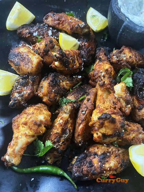 Tandoori Chicken Wings | Spicy Chicken Wings | The Curry Guy Tandoori Chicken Wings, Wings Spicy, Tandoori Marinade, Spicy Chicken Wings, Tandoori Masala, Chilli Paste, Chicken Masala, Chaat Masala, Man Food