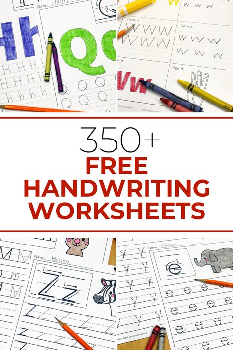 Over 350 practice handwriting worksheets to download:  Download then entire alphabet at one time - Lots of handwriting practice sheets!  #handwriting Free Printable Handwriting Worksheets, Free Handwriting Worksheets, Printable Handwriting Worksheets, Handwriting Worksheets For Kids, Teaching Handwriting, Free Handwriting, Preschool Writing, Cursive Handwriting, Handwriting Worksheets