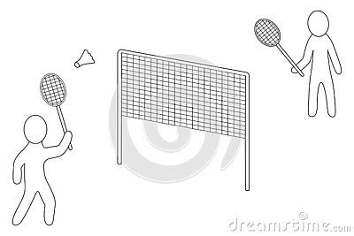 two-athletes-playing-badminton-sketch-player-hits-shuttlecock-racket-net-stretched-rivals-vector-icon-people-playing-sports-game-isolated-white-background-coloring-book-children-doodle-style-idea-web-design Playing Badminton Drawing, Badminton Drawing, Playing Badminton, Icon People, Sport Vector, Badminton Court, Doodle Style, Playing Sports, Sports Game