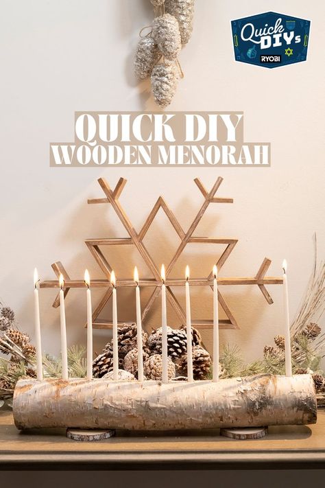 Hanukkah Crafts For Adults, Homemade Menorah, Diy Menorah, Wooden Menorah, Unique Menorah, Hanukkah Candles Menorah, Hanukkah Crafts, Wood Slice Crafts, Hanukkah Menorah