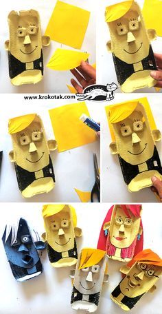 krokotak | EGG CARTON PORTRAITS Function Outfit, Egg Carton Art, Outfit Indian, Egg Carton Crafts, 4th Grade Art, Jr Art, Diy School Supplies, Face Masks For Kids, Egg Crafts