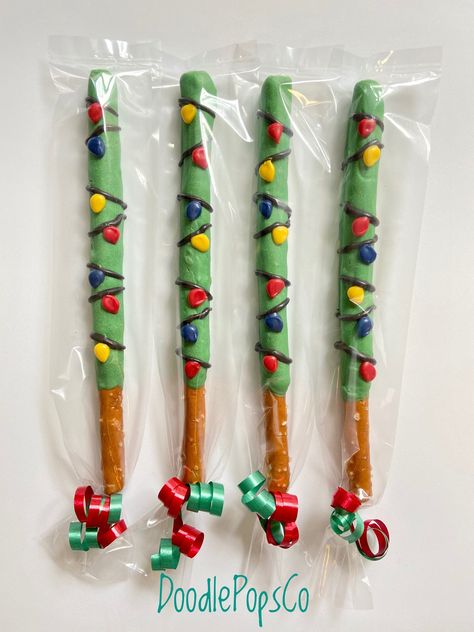 Cute little pretzel rods made just for you! Includes one dozen (12) Christmas light pretzel rods. They will be individually wrapped with cello bags & tied with matching ribbon. There are holiday Oreo cookie pops available at my shop also. Please give the date that you will need your order. They will be made & shipped closer to your party date. They should be shipped at a location where someone will be there to receive them so they aren't out in the heat/sun. Insulated wrap & ice pack