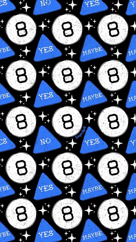 Repeating Background Pattern, Magic 8 Ball Drawing, 8 Ball Wallpaper, Mystery Illustration, Casper Spell, Mystery Pattern, Phone Lock Screen Wallpaper, Phone Lock Screen, Ball Aesthetic