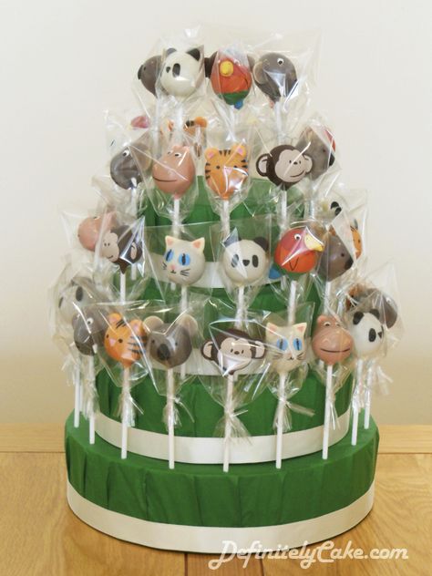 Zoo themed cake pop display. Zoo Animal Cake, Elephant Cake Pops, Zoo Animal Cakes, Cake Pop Display, Animal Cake Pops, Cake Pop Displays, Elephant Cake, Zoo Birthday, Animal Cake