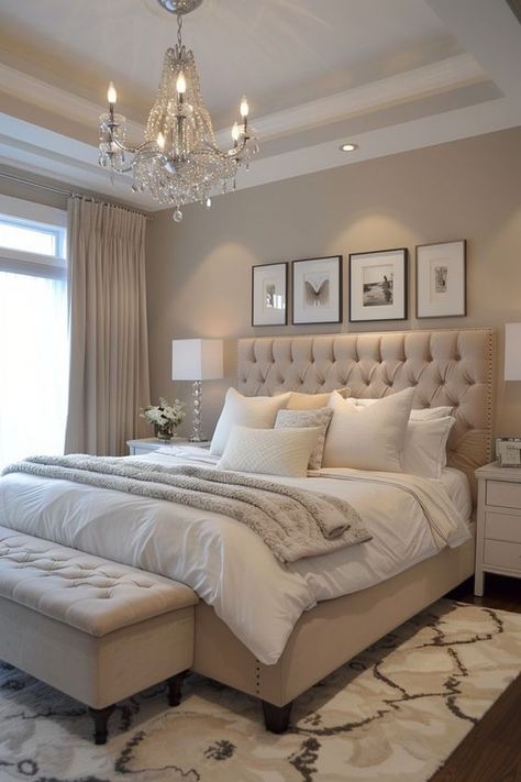 Beige Bedroom Decor, Beige Room, Classy Bedroom, Bedroom Decor Cozy, Bedrooms Decor, Elegant Bedroom, Room Makeover Bedroom, Bedroom Refresh, Master Bedrooms Decor