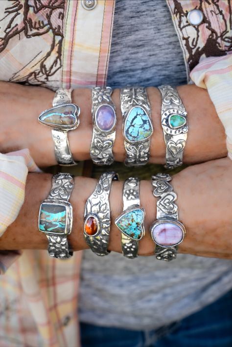 Sterling silver turquoise cuff bracelets and opal bracelets. Western Bracelets Cowgirl Jewelry, Western Turquoise Jewelry, Cowgirl Bracelets, Turquoise Jewelry Western, Heart And Hand, Real Cowgirl, Western Bracelets, Western Turquoise, Cowgirl Jewelry