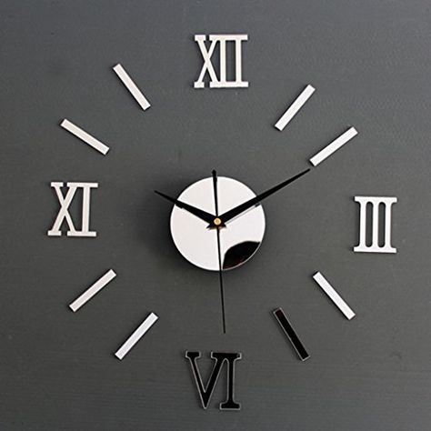 Roman Numeral Wall Clock Mirror Decal DIY Home Living Roo... https://www.amazon.co.uk/dp/B00U0T8I9Q/ref=cm_sw_r_pi_dp_U_x_sxJKBbXJPNQW1 Diy Mirror Design, Large Wall Clocks Living Room, Clock On Wall, Wall Clock Sticker, Living Room Clocks, 3d Mirror, Wall Clocks Living Room, Diy Wall Clock, Digital Wall Clock