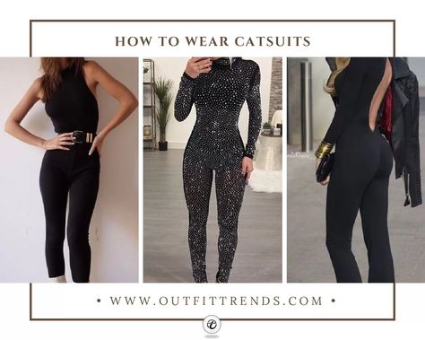 How To Wear Catsuits - 20 Catsuit Outfits With Styling Ideas Catsuit Outfit Ideas, Catsuit Outfit Jumpsuits, Cargo Pant Outfits, Women Cargo Pants Outfit, Catsuit Outfit, Birdhouses Ideas, Long Coat Outfit, Plaid Pants Women, Black Catsuit