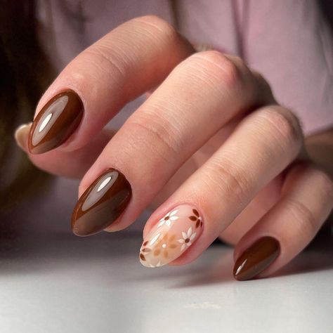 Brown Nails Design, Simple Fall Nails, Smink Inspiration, Makijaż Smokey Eye, Thanksgiving Nails, Short Acrylic Nails Designs, Oval Nails, Brown Nails, Chic Nails