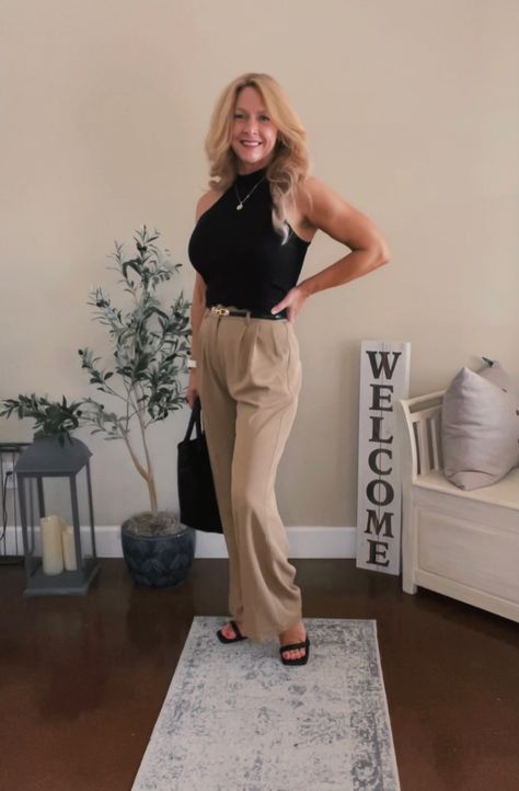 Wide Leg Pants High Elastic Waisted in The Back Business Work Trousers Long Straight Work Trousers, Business Work, Busy At Work, Amazon Finds, Leg Pants, Wide Leg Pants, Wide Leg, Trousers, Elastic