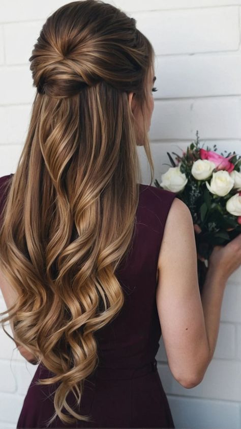 Curly Hair Prom Styles, Hair Prom Styles, Curly Hair Prom, Light Brown Hair Styles, Brown Hair Styles, Prom Styles, Hairstyle For Prom, Future Hairstyles, Curly Prom Hair