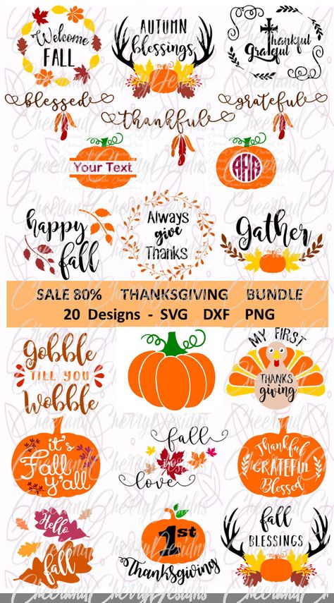 Thanksgiving Clip Art, Turkey Svg, Thanksgiving Messages, Svg Monogram, Fall Clipart, Thankful Grateful Blessed, Cricut Halloween, Thanksgiving Svg, Thanksgiving Design