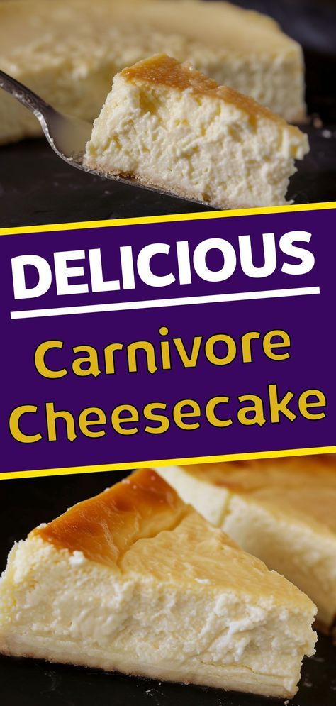 Looking for a carnivore-friendly dessert? This cheesecake is for you! Made with simple ingredients, and so tasty! Carnivore Cheesecake, Cheesecake Delight, Caveman Diet Recipes, Carnivore Keto, Diet Desserts Recipes, Cheesecake Easy, Zero Carb Foods, Keto Carnivore, No Carbs