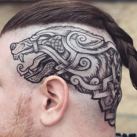 Norse Tattoo Chest, Viking Throat Tattoo, Norse Neck Tattoo, Celtic Head Tattoo, Nordic Head Tattoo, Viking Neck Tattoo For Guys, Berserker Tattoo Vikings, Viking Head Tattoos For Men, Nordic Chest Tattoo