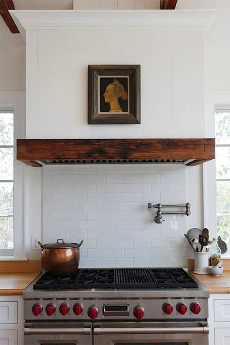 Farm Kitchen Ideas, Kitchen Vent Hood, Oven Hood, Kitchen Vent, Wood Range Hood, Kitchen Transitional, Kitchen Range Hood, Kitchen Hoods, Farm Kitchen