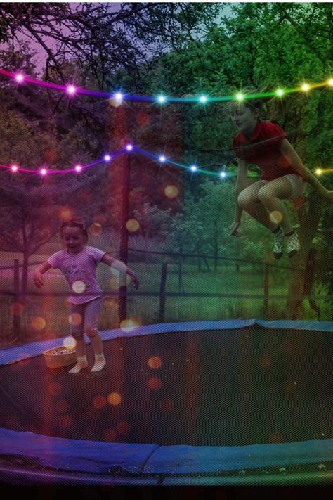 Trampoline Lights Ideas, Trampoline Lights, Backyard Trampoline, Into The Darkness, Play Outside, Cakes Recipes, Rope Light, Summer Activities For Kids, Backyard Party