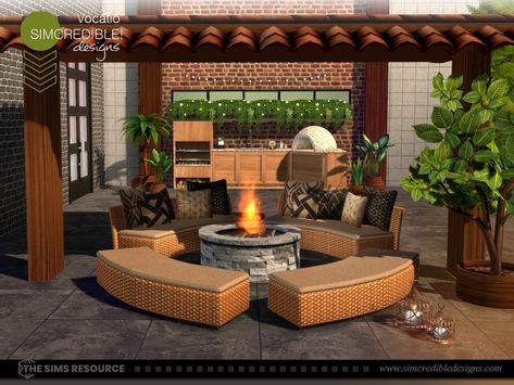 Guest Bedroom Bedding, Wall Terrarium, Brick Columns, Sims 4 Clutter, Sims 4 House Building, Island Villa, Outdoor Trees, Island Decor, Sims 4 Cc Furniture