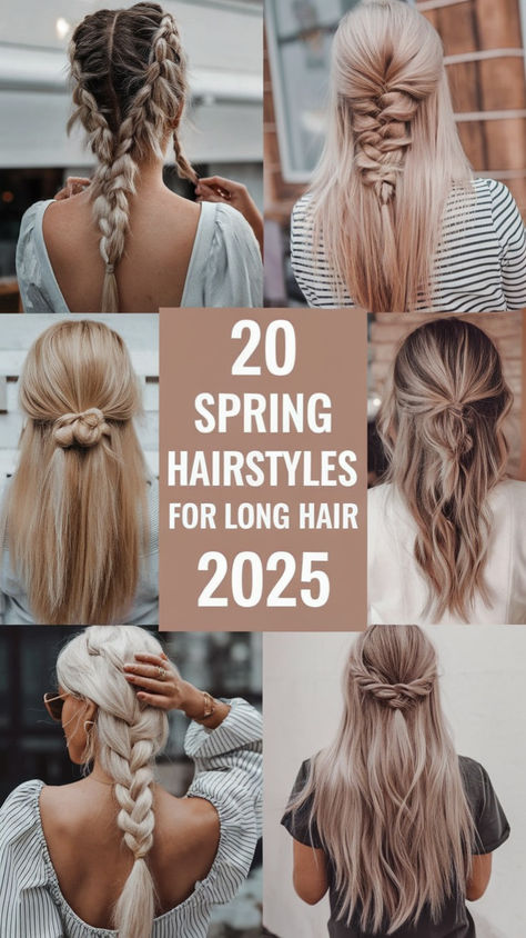 Get ready for spring 2025 with the most beautiful hairstyles for long hair! 🌸 From trendy braids to chic half-updos and soft romantic waves, these styles will keep your hair looking fresh and stylish all season long. Whether you're into bohemian braids or minimalist knots, these looks are perfect for any occasion. Try these spring hairstyles and refresh your look today! ✨ #SpringHairstyles #HairTrends #LongHairStyles Romantic Waves, Trendy Braids, Spring Twists, Bohemian Braids, Half Updo, Spring 2025, Beautiful Hairstyles, Spring Hairstyles, Long Straight Hair