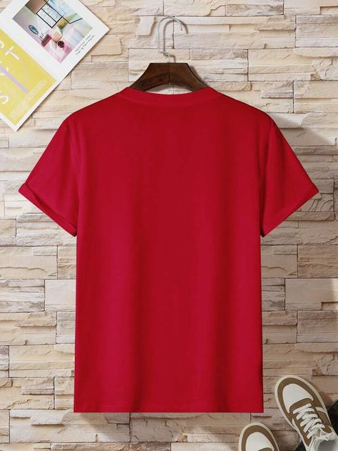 Shirt Outfit Men, Hospital Birth, Red Tee, Red T Shirt, Round Neck Tees, Tshirt Outfits, Red Tshirt, Red Shirt, Fashion Story