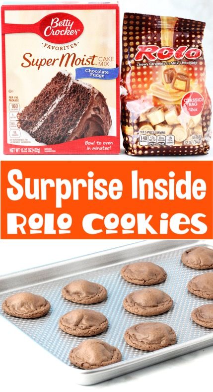 Rolo Cookies Recipe, Homestyle Recipes, New Years Dessert, Candy Cookies Recipes, Rolo Cookies, Oreo Cookie Recipes, Candy Bar Cookies, Chocolate Cake Mix Cookies, Recipes Using Cake Mix