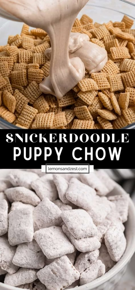 Cinnamon Puppy Chow Recipe, Different Puppy Chow Recipes, Cinnamon Chex Mix, Chex Recipes, Cinnamon Chex, Puppy Chow Chex Mix Recipe, Snicker Doodle, Chex Mix Puppy Chow, Muddy Buddies Recipe