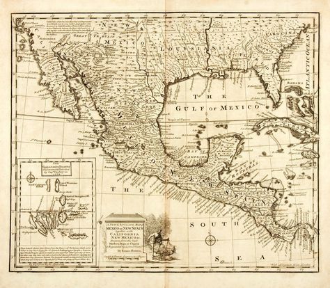 Eman Bowen. Original Black and White Engraved Map: A New and Accurate Map of Mexico or New Spain Together with California New Mexico &c., et al. [N.p., n.d., circa 1780]. Map Of Mexico, Baja California Mexico, Louisiana Purchase, New Spain, American Colonies, Ayat Alkitab, Ancient Maps, Map Globe, Galapagos Islands