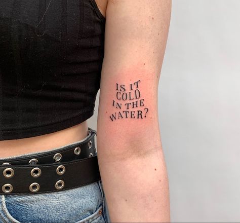 is it cold in the water sophie xeon msmsmsm tattoo | tattoo ideas by  Daisy Reaves Warped Words Tattoo, Wavy Letter Tattoo, Curved Text Tattoo, Distorted Text Tattoo, Abstract Word Tattoo, Wavy Writing Tattoo, Wavy Tattoo Font, Distorted Word Tattoo, Warped Text Tattoo