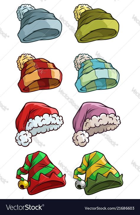 Dino Illustration, Santa Hat Vector, Elf Cartoon, Elf Drawings, Cartoon Winter, Cute Winter Hats, Hat Vector, Annasophia Robb, Santa Elf