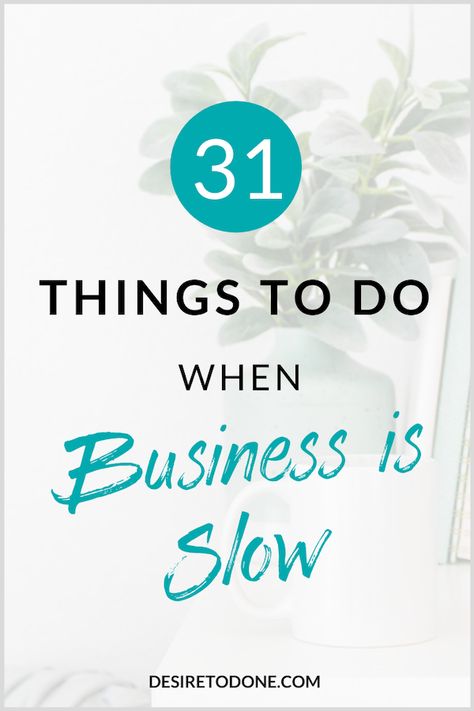 If business is slow, why not take the time to make it stronger and healthier? Here are 31 things you can do to improve your business, increase your profits, and make some needed changes. Virtual Assistant Tools, Startup Ideas, Virtual Assistant Business, Business Startup, Virtual Assistant Services, Quitting Your Job, Time Management Tips, Creating A Business, Small Business Tips