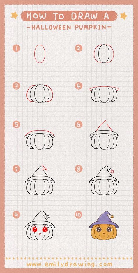 How To Draw a Halloween Pumpkins Pictures Using Simple Basic Lines Draw An Owl, Trin For Trin Tegning, Easy Halloween Drawings, Doodle Art For Beginners, Pumpkin Drawing, Drawing Tutorials For Kids, Owls Drawing, Being Creative, Easy Doodle Art