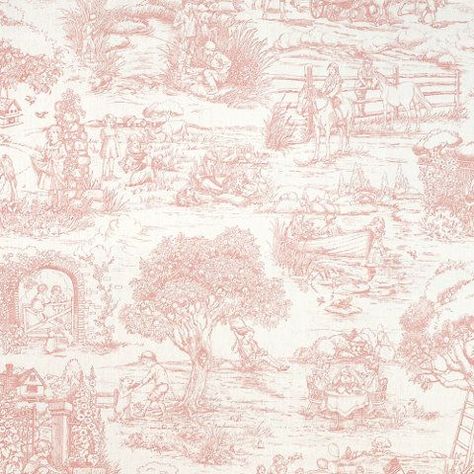 Pink Toile Wallpaper, French Nursery, Ralph Lauren Fabric, Toile Wallpaper, Baby Dior, French Toile, Children's Garden, Toile Fabric, Ralph Lauren Kids