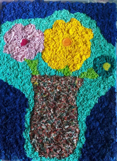 Made with wet tissue, glue, and paint. Wet Tissue Paper Art, Tissue Painting, Tissue Art, Seed Craft, Tissue Paper Art, Glue Art, Vase With Flowers, Paper Glue, Book Art Diy