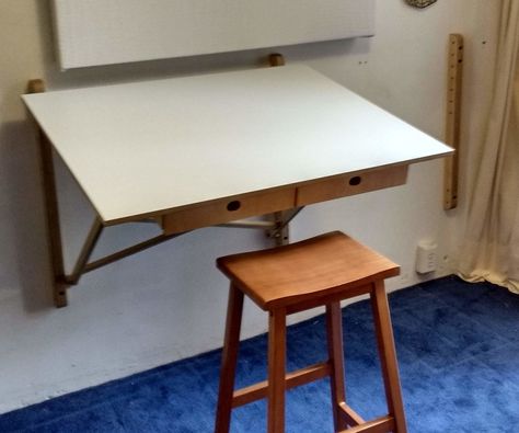 CNC Wall Mounted Desk Drafting Table Diy, Diy Drafting Table, Mounted Desk, Useful Projects, Router Projects, Drawing Desk, Wall Mounted Desk, Drafting Table, Table Wall