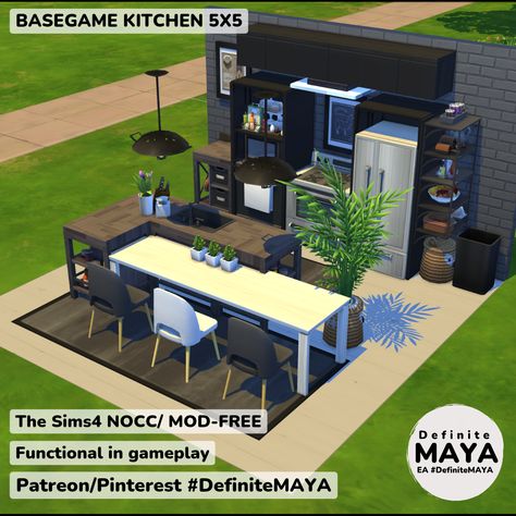 Sims 4 Basegame Rooms, Basegame House Sims 4, Sims 4 Base Game, Sims Interior, Sims 4 Modern House, Sims Freeplay Houses, Sims 4 Kitchen, Sims Free Play, Sims 4 Bedroom