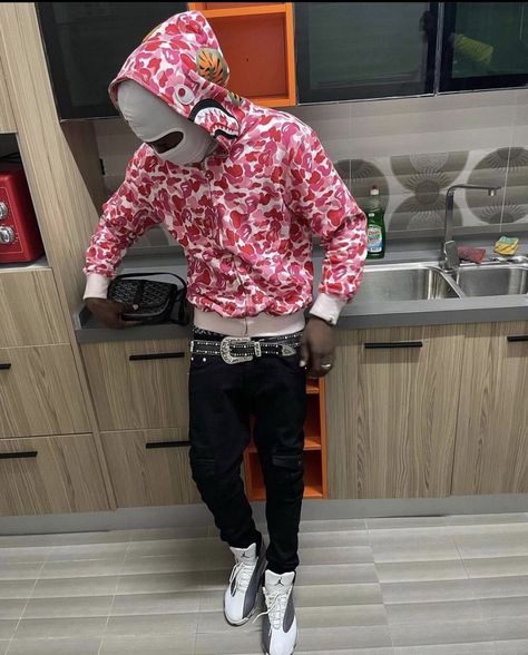 Bape Hoodie Outfit, Pink Bape Hoodie, Bape Hoodie, Hoodie Outfit, Mask, Pink