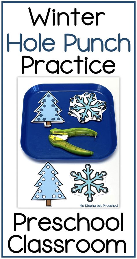 Winter hole punch practice for the preschool classroom Hole Punching Activities Preschool, Fine Motor Snow Activities, Hot Or Cold Activities Preschool, Christmas Hole Punch Activities, Fine Motor Hole Punch Activities Free, January Fine Motor Activities, The Snowy Day Activities Preschool, Preschool Winter Centers, Winter Prek Activities