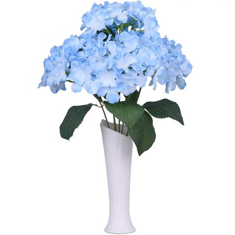 Coolmade 6 Big Heads Hydrangeas Flowers Fake Silk Hydrangea Artificial Flower Arrangements Bridal Bouquet Wedding Party Garden Home Decor (Light Blue) - Walmart.com Outdoor Wedding Table Decorations, Blue Hydrangea Centerpieces, Rustic Candle Centerpieces, Ranunculus Arrangement, Hydrangeas Flowers, Hydrangea Flower Arrangements, Wedding Table Decorations Centerpieces, Fake Flower Arrangements, Fake Hydrangeas