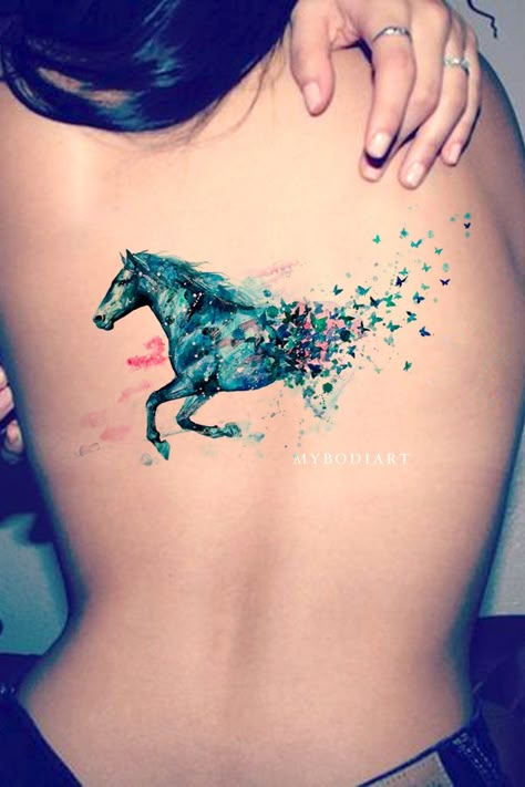 Temporary Tattoo Ideas, Tattoo Son, Tattoo Ideas Unique, Horse Tattoo Design, Spirit Tattoo, Spirit Horse, Unicorn Tattoos, Inspiration Tattoos, Original Tattoos