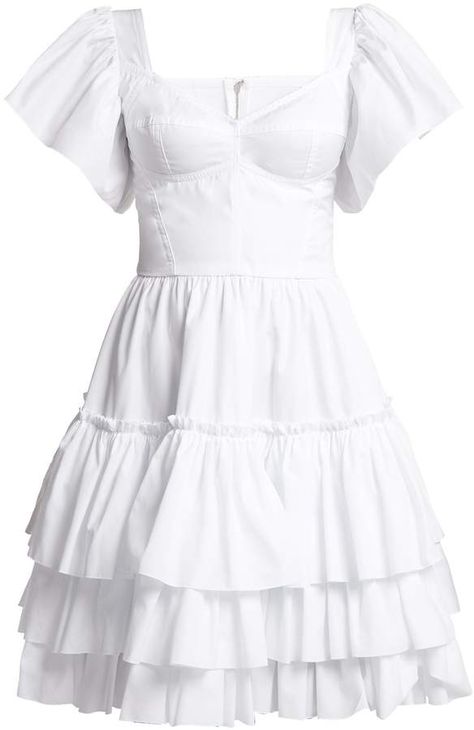 Dolce Gabbana White Dress, Summer Ruffle Dress, Dolce And Gabbana Outfit, White Dress Ruffle, Rich Mom, Romantic Aesthetic, White Ruffle Dress, Mom Outfit, Cotton Poplin Dress