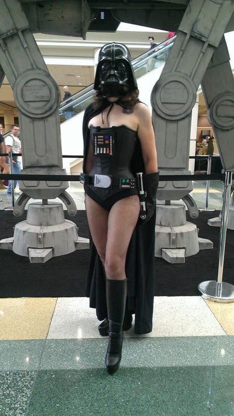 Darth Vader Cosplay Female, Darth Vader Female Costume, Darth Vader Inspired Outfits, Star Wars Rave Outfit, Darth Vader Costume For Women, Storm Trooper Costume Women, Female Darth Vader Costume, Star Wars Cosplay Women, Darth Vader Girl