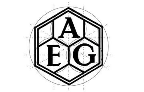 Peter Behrens, AEG logo, 1907, Graphic. Peter designed for AEG and other enterprises advertising and posters, with a standard way of the lattice network, lay in geometric layout. it is clear and easy to read, let a person be clear at a glance, at the same time used improved Roman font as his own body, which rejected complicated font in favor of simplicity  . Peter Behrens Graphic Design, Geometric Layout, Design Fundamentals, Rock Band Logos, Roman Fonts, Design Movements, Visual Journal, Band Logos, At A Glance